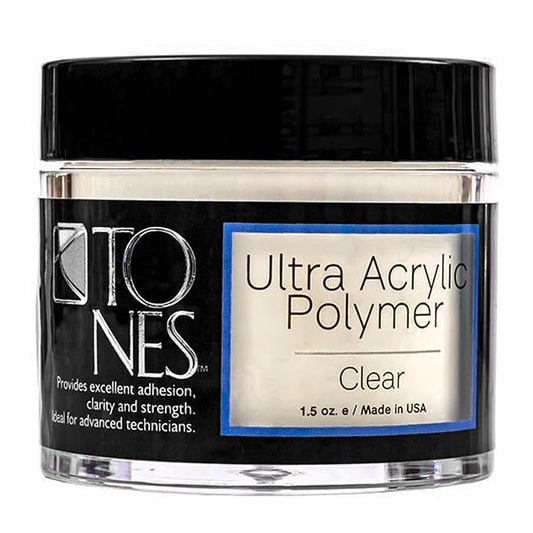 Tones Pro Acrylic Nail Powder, Sparkling Clear (Clear with Sparkles), (8.5 Fl Oz) - Long-Lasting & Non-Yellowing Polymer for Salon Quality Nail Extensions & 3D Art