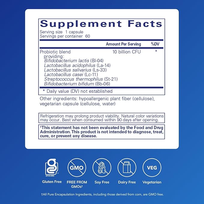 Pure Encapsulations Probiotic G.I. - Shelf Stable Probiotic for Intestinal Health & Gastrointestinal Support - with Lactobacillus & Bifidobacterium - 60 Capsules