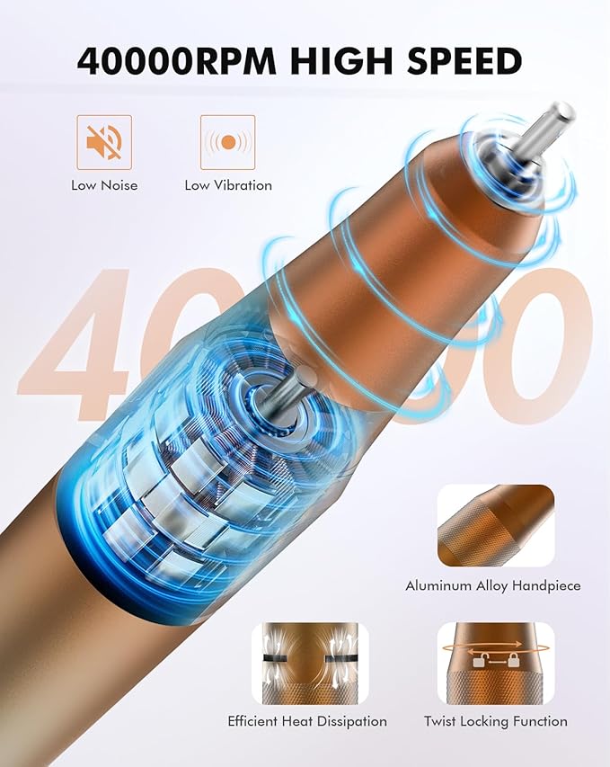 Nail Drill 40000RPM - Rechargeable Nail File with Bits, Professional E-Filer for Acrylic Nails, Gel Polishing, Manicure & Pedicure E File with Large HD LCD Screen - M96 Orange