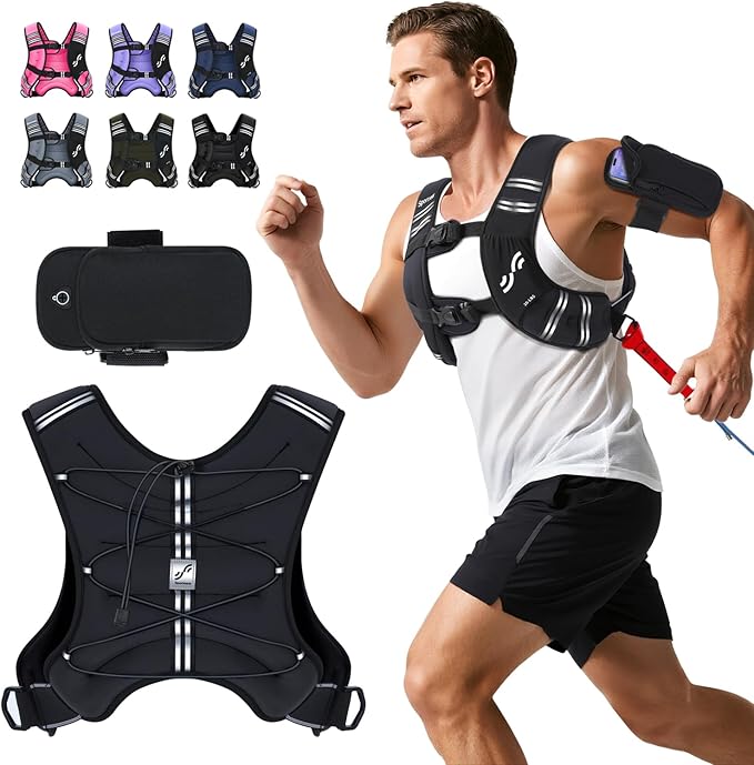 Sportneer Weighted Vest Woman: 8lb/12lb/15lb/20lb/25lb Weight Vest with Detachable Phone Bag, Adjustable Women Weighted Vest Rucking Vest for Walking Strength Training Muscle Building Weight Loss
