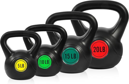 Kettlebell Sets 4 Piece Strength Training Kettlebells Weight Set 5lb, 10lb, 15lb, 20lb Kettlebells