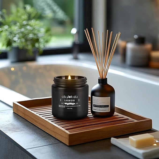 Christmas Scented Candle Set 12 Pack,Black, Candle for Home Scented, Odor Eliminating, Stress Relief, Long Lasting Soy Wax Gift Set