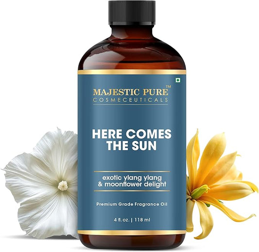 MAJESTIC PURE Exotic ylang ylang & Moonflower Delight Premium Grade Fragrance Oil | Free from Mineral Oil Used in Diffusers, DIY, Self Care | 4 Fl Oz