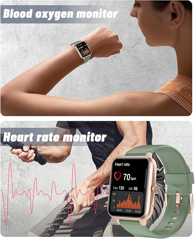 GRV Smart Watch for iOS and Android Phones (Answer/Make Calls), Watches for Men Women IP68 Waterproof Smartwatch Fitness Tracker Watch with Heart Rate/Sleep Monitor Steps Calories Counter (Green)