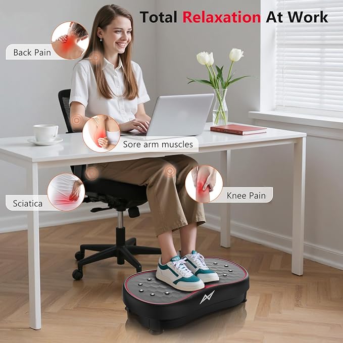 AXV Vibration Plate Fitness Platform Exercise Machine Vibrating Lymphatic Drainage Shaking Full Body Shaker Workout Vibrate Stand Shake Board Sport Gym for Weight Loss Fat Burner for Women Men