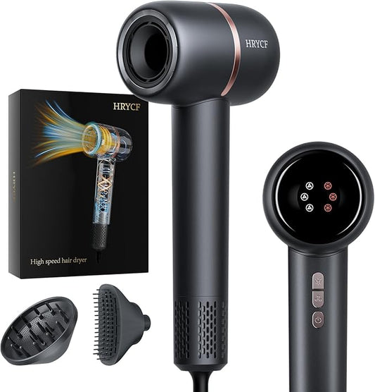 Hair Dryer,Less Heat Damage 160,000RPM High Speed Blow Dryer,Negative Ionic Care Hair Dryer,Fast Drying Ionic Blow Dryer,Thermo-Control Low Noise with Smoothing Brush & Diffuser
