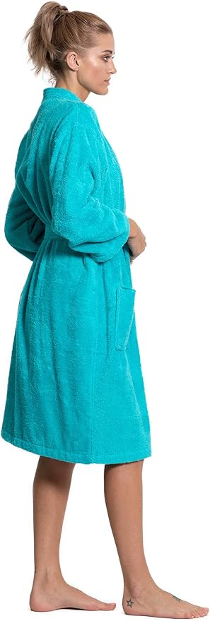 Turkuoise Soft & Absorbent Towel Robe, 100% Cotton Turkish Terry Cloth Kimono Bathrobes for Women