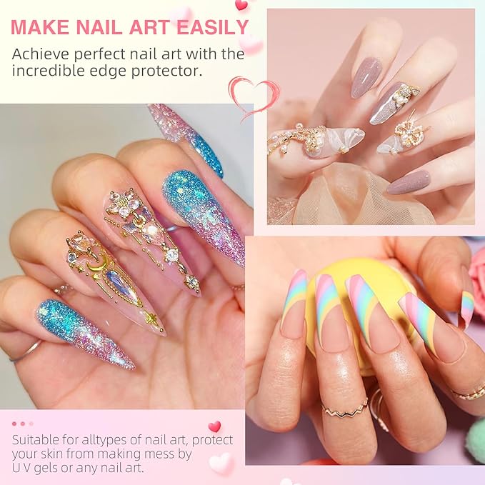 Liquid Latex for Nails 2 Pack, 15ml Fast Drying Peel Off Cuticle Guard, Nail Polish Barrier Protector for Nail Art DIY Manicure