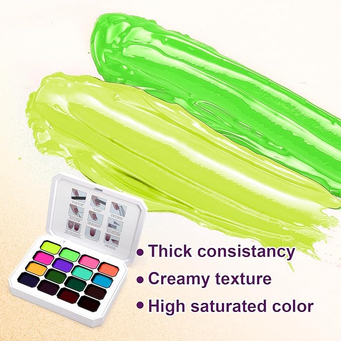 Gradient Painting Gel, Bright Neon Color for Ombre Fluorescent Jelly Nail Polish Platte Kit with 100pcs Sponges&Tweezers for Pat Nails Aura Nails, French Manicure Palette Cyber Gelight