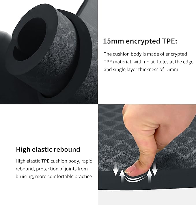 nuveti Large Exercise Mat - 15mm/20mm/30mm Thick Yoga Mat | Workout Mat for Fitness, Yoga, Pilates, Stretching & Floor Exercises for Women & Men with Free Carrying Bag