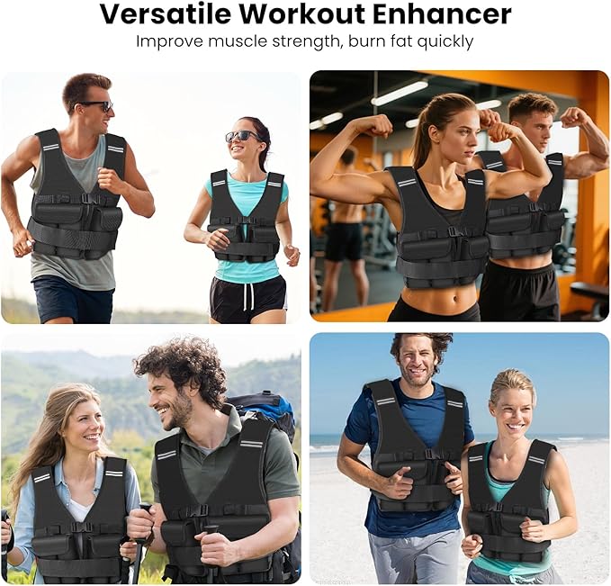 Adjustable Weighted Vest for Woman Men With Shoulder Pads 2-10 lbs/2-18 lbs, Weighted Vest For Walking, Running, Cross Training, Muscle Building,Improve Bone Health- Comfortable, Washable