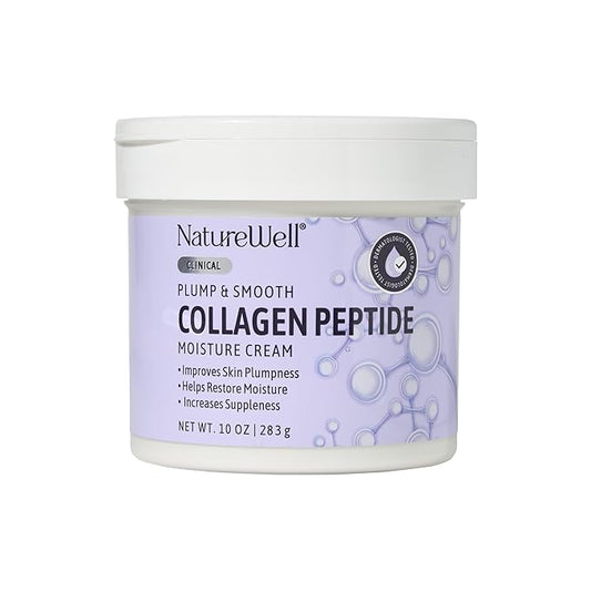NATURE WELL Clinical Collagen Peptide Intense Moisture Cream for Face, Neck, & Body, Anti-Aging, Hydrates, Plumps, Restores Moisture, & Increases Suppleness, 10 Oz (Packaging May Vary)