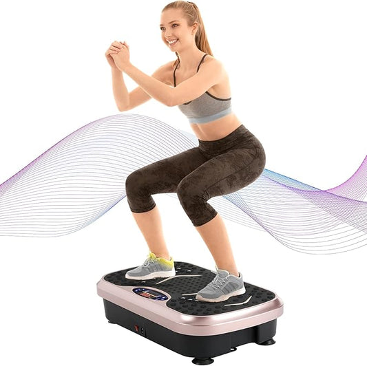 Arlopu 3D Vibration Plate Exercise Machine for Weight Loss & Lymphatic Drainage, Full Body Workout Shake Board Vibration Platform with Loop Bands & Remote, Home Gym Equipment for Toning/Recovery