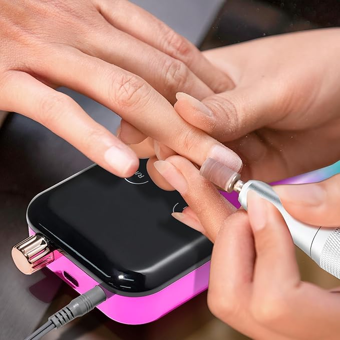 LIMEGIRL Professional Electric Nail File Drill Bits Kit 45000RPM for Acrylic Toenail Machine Clippers with 14 Drill Bit Gradient Green Portable Rechargeable Cordless