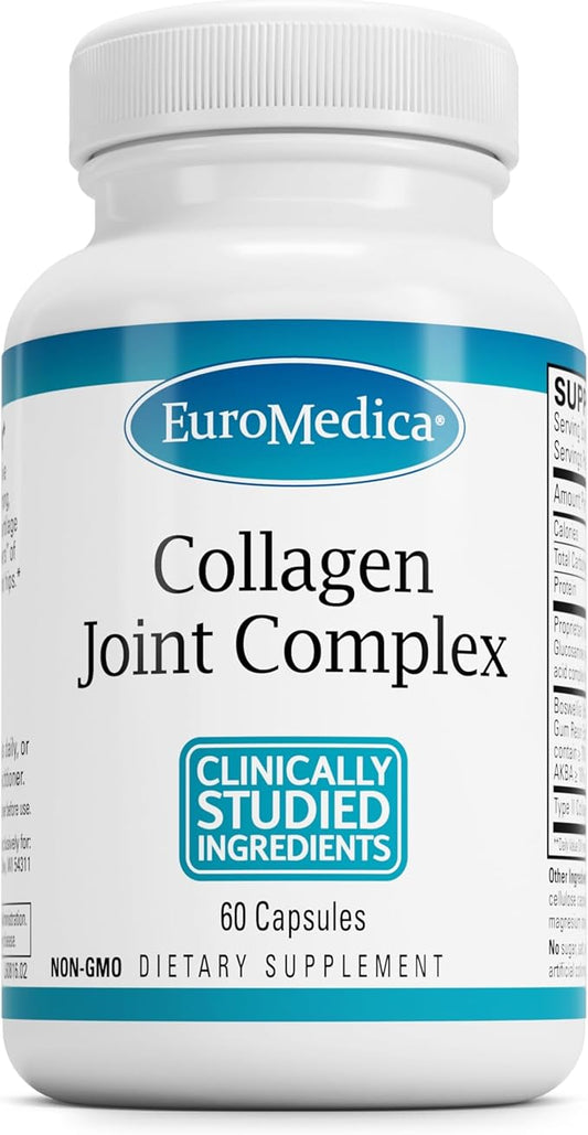 EuroMedica Collagen Joint Complex - Collagen Supplement for Joint Health Support - Dietary Supplement with Boswellia Extract & Type II Collagen - Lower Back & Knee Support - 60 Capsules