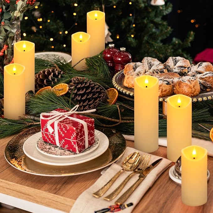 24 Pack Christmas Decoration Flickering Flameless Candles, Battery Operated Candles,LED Candles for Home Decor,Wedding,Halloween,Birthday,Valentine'sDay (D2.2 xH 5" 6" 7" Ivory)