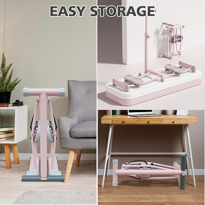 Foldable Leg Exercise Machine，Height Adjustable Resistance Bands Machine Exercise Equipment for Leg Pelvic Floor Muscle Workout，Core Strength Training for Home