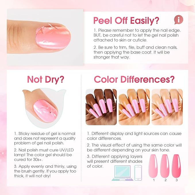 ROSALIND 12PCS Jelly Gel Polish, Clear Translucent Gel Nail Polish Set Sheer Transparent Effect Soak Off UV Set Nude Pink Nail Art Collection Salon DIY at Home Gifts for Women