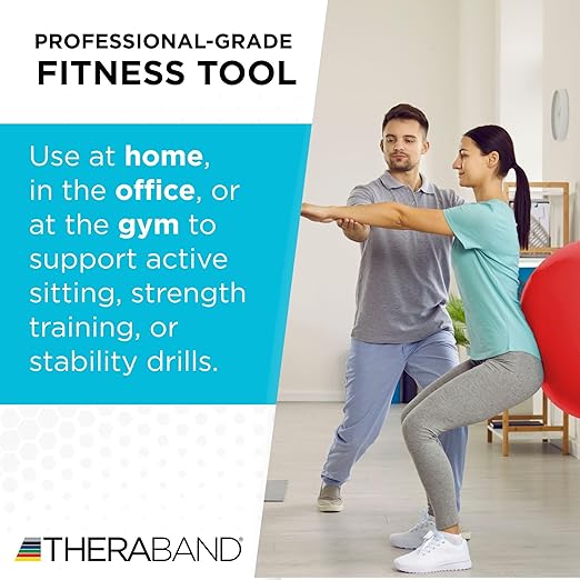THERABAND Exercise Ball, Stability Ball with 55 cm Diameter for Athletes 5'1" to 5'6" Tall, Standard Fitness Ball for Posture, Balance, Yoga, Pilates, Core, & Rehab, Red