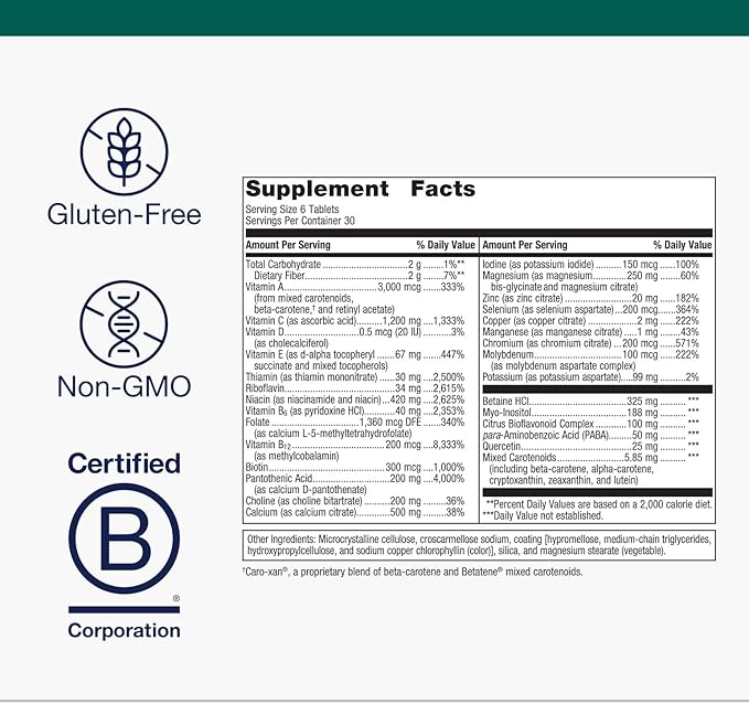 Metagenics Multigenics Multivitamin - Daily Multivitamin with Beta-Carotene, Folic Acid, Calcium & Magnesium - Supports Bone, Heart, Immune & Cellular Health* - Non-GMO, Gluten-Free - 180 Tablets