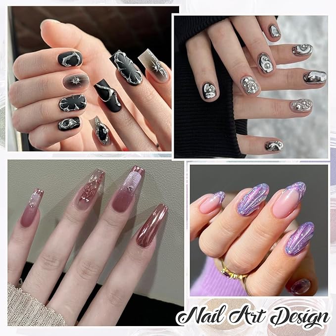 24 Colors Chrome Nail Powder Set Metallic Mirror Effect Holographic Nail Powder Iridescent Aurua Nail Chrome Powder Pigment Dust for Nail Art Decor French Manicure Supplies