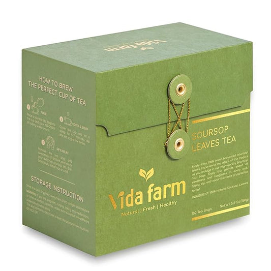 VIDA FARM 100 Soursop Tea Bags, 100% Natural Pure Soursop Graviola Leaves Tea Bags, Pleasant Taste, Natural Flavor, Caffeine Free, Guanabana Leaves Guyabano Tea