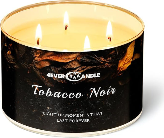 Over 50 Hours Jar Candle - 4-Wick Long-Lasting Scented Candles, 18oz Natural Soy Wax Candle for Home, Candle Gifts for Women & Men, Tobacco Noir