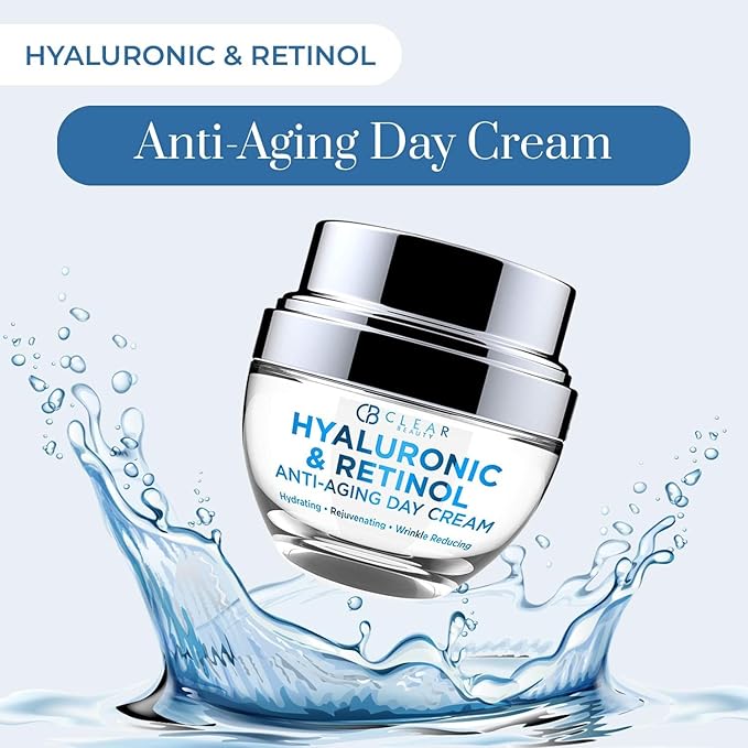 Clear Beauty Hyaluronic Acid & Retinol Daily Face Moisturizer - Dermatologist Tested, Reduces Wrinkles, Fine Lines & Hyperpigmentation, Clean Beauty, Cruelty-Free Korean Skin Care, All Skin Types