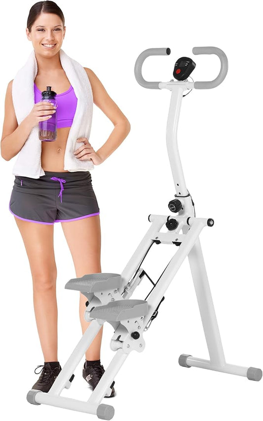 Stair Stepper for Home Gym - Vertical Stair Climber Workout Machine with Adjustable Handlebar - Full-Body Cardio Equipment - Compact Folding Aerobic Steppers for Exercise at Home by RAD Sportz (White)