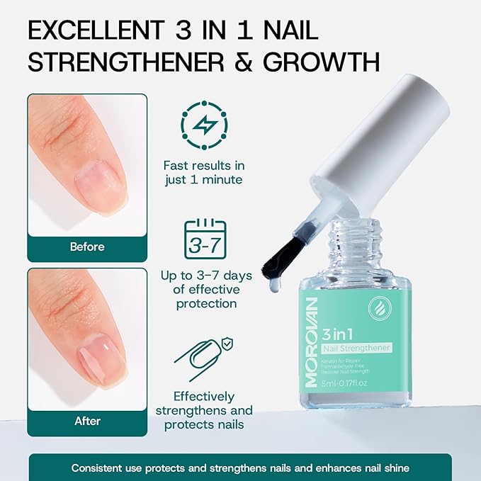 Morovan Gel Nail Polish Remover Kit: Gel Polish Remover with Liquid Latex Tape Nail Strengthener Nail Tools Quick Remove Gel Nail Polish in 3-5 Minutes No Need to Warp & Soak