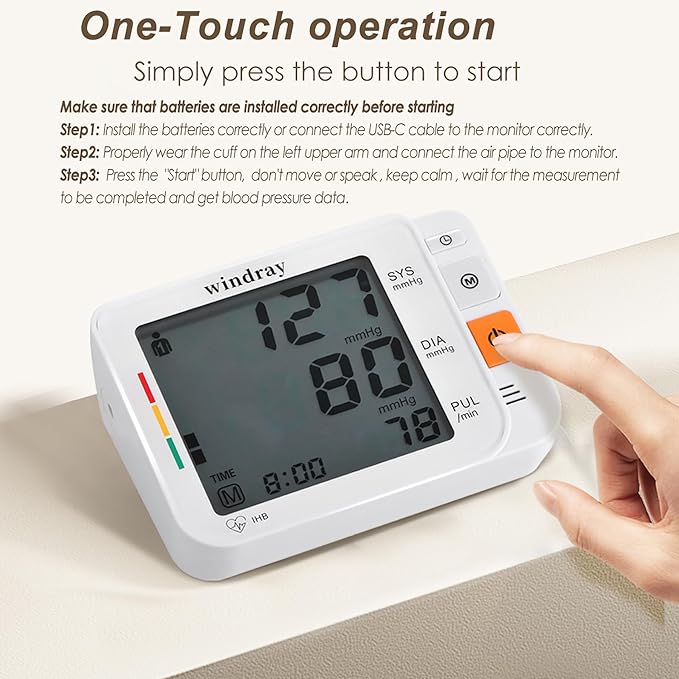 Automatic Upper Arm Blood Pressure Monitor with a Large-Screen Display,Digital Upper Arm Bp Machine for Home Use with Adjustable XL Cuff 8.66-16.54″, Users 120 Sets Memory