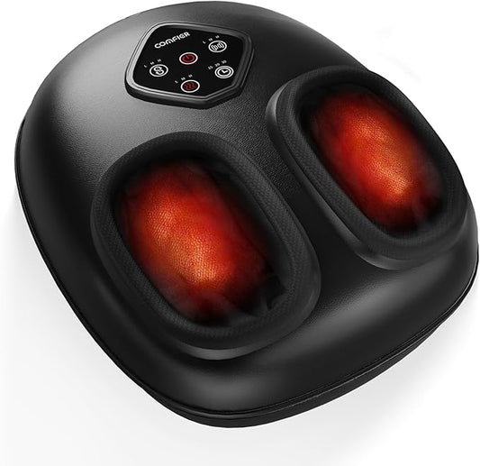 COMFIER Foot Massager with Heat, Shiatsu Foot Massager Machine for Plantar Fasciitis, Keading & Compression for Neuropathy Pain, Gifts for Women Men, Fits Up to 14