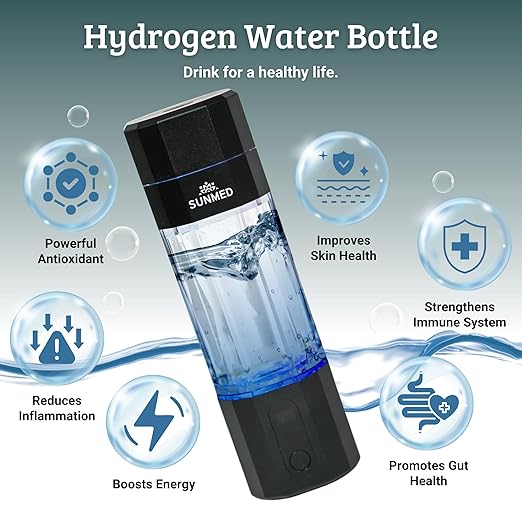 Hydrogen Water Bottle Generator | Up to 6000+ PPB Molecular Hydrogen, Alkaline Water Pitcher | OLED Display, Rechargeable, Portable, High-Pressure Safe Design