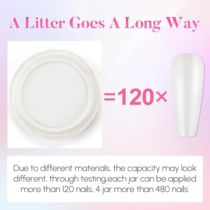 AIMEILI Pearl Chrome Nail Powder, Vegan, Cruelty Free, 8 Colors Aurora Metallic Holographic Mirror Effect Nail Art Pigment Iridescent Shell Glitter Nail Art