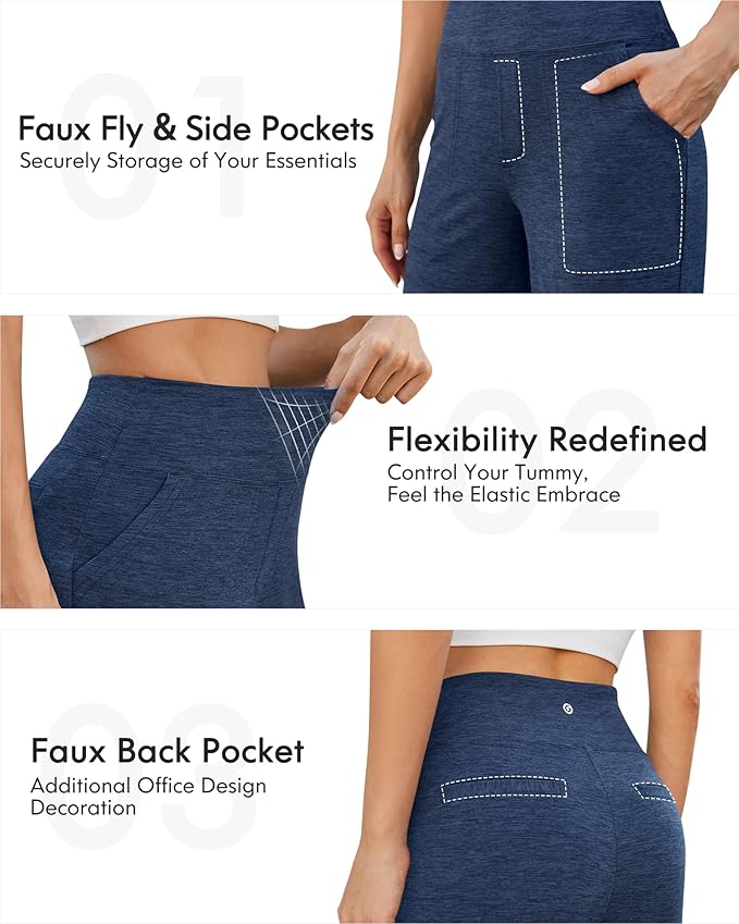 G4Free Yoga Pants Women Wide Leg Pants with Pockets High Waist Stretch Dress Casual Sweatpants Petite/Regular/Tall