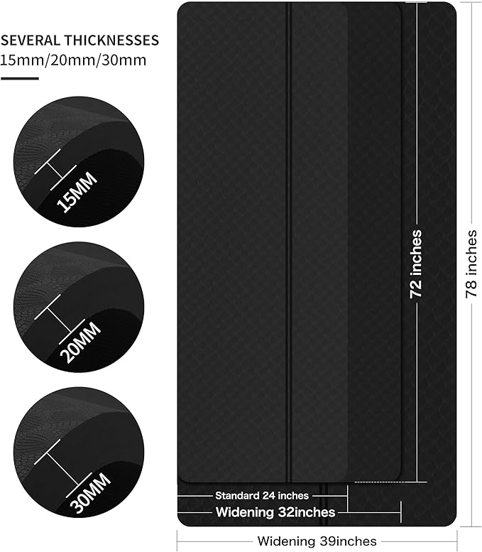 nuveti Large Exercise Mat - 15mm/20mm/30mm Thick Yoga Mat | Workout Mat for Fitness, Yoga, Pilates, Stretching & Floor Exercises for Women & Men with Free Carrying Bag