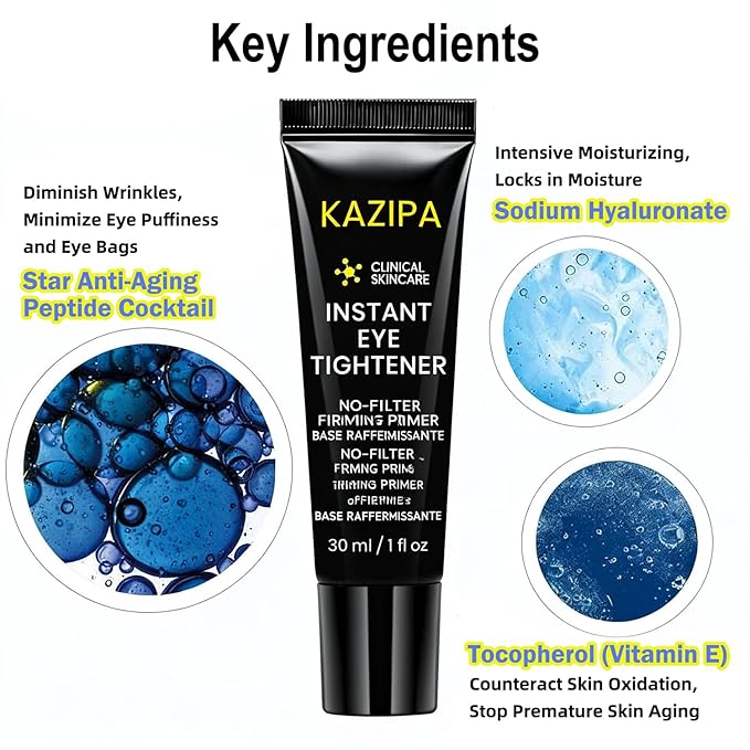 Anti Aging Eye Cream with Hyaluronic Acid & Vitamin E – Hydrating Under Eye Cream for Visible Wrinkles & Bag Appearance, Helps Visibly Tighten & Reduce Puffiness