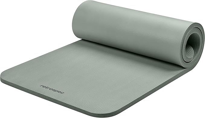 Retrospec Solana Yoga Mat 1" Thick With Nylon Strap For Men & Women - Non Slip Exercise Mat For Home Yoga, Pilates, Stretching, Floor & Fitness Workouts