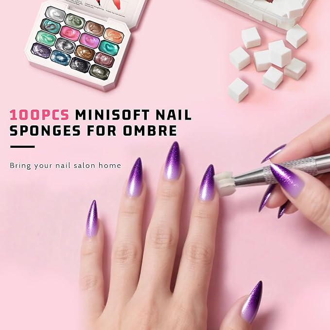 Glitter Pat Gel Nail Polish Palette, 16 Colors Blending Ombre Gel Polish Patting Gradient Painting Nails Art, No Wipe, UV/LED Cured, Aurora Mermaid Chrome Holographic (Set 05)