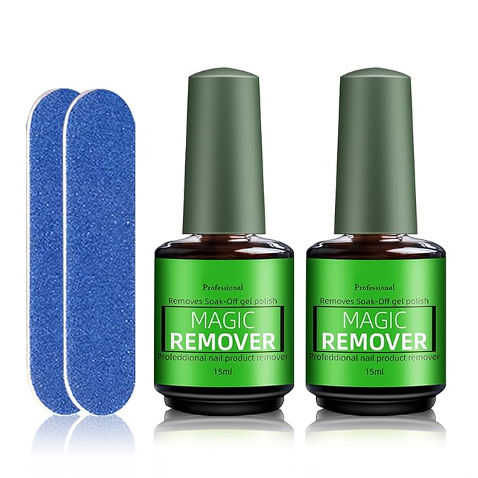 Magic Remover Gel Polish,2PCS Gel Nail Remover,Professional Gel Remover for Nails,Quickly and Easily Removedor de Esmalte Gel (15ML)