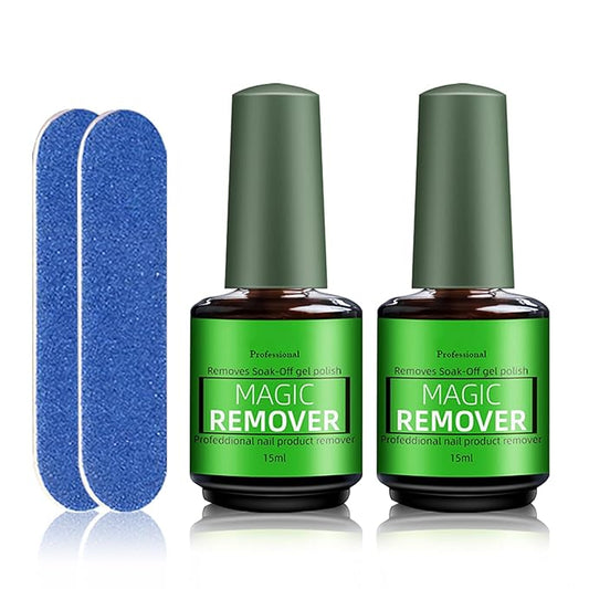 Magic Remover Gel Polish,2PCS Gel Nail Remover,Professional Gel Remover for Nails,Quickly and Easily Removedor de Esmalte Gel (15ML)