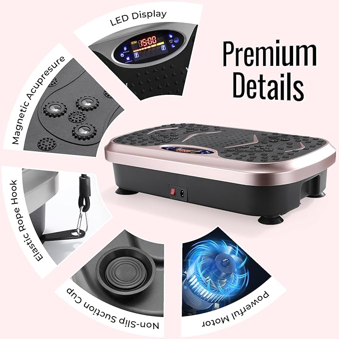 Arlopu 3D Vibration Plate Exercise Machine for Weight Loss & Lymphatic Drainage, Full Body Workout Shake Board Vibration Platform with Loop Bands & Remote, Home Gym Equipment for Toning/Recovery