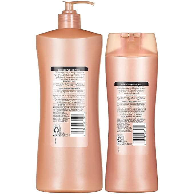 Suave Bonding Infusion Repairing Shampoo 2-Size Bundle, Intense Moisture Restores Shine & Resilience to Weak, Damaged Hair
