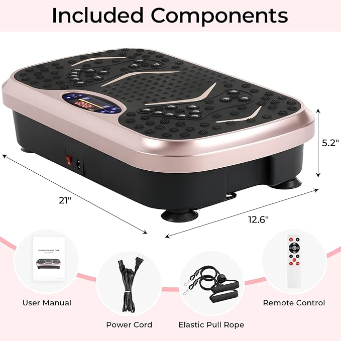Arlopu 3D Vibration Plate Exercise Machine for Weight Loss & Lymphatic Drainage, Full Body Workout Shake Board Vibration Platform with Loop Bands & Remote, Home Gym Equipment for Toning/Recovery