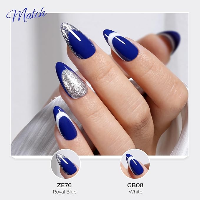 TOMICCA Blue Gel Nail Polish, 15ML Royal Blue Color Gel Polish, Soak Off UV LED Cure Nail Polish Nail Art Home DIY Manicure Nail Salon Varnish