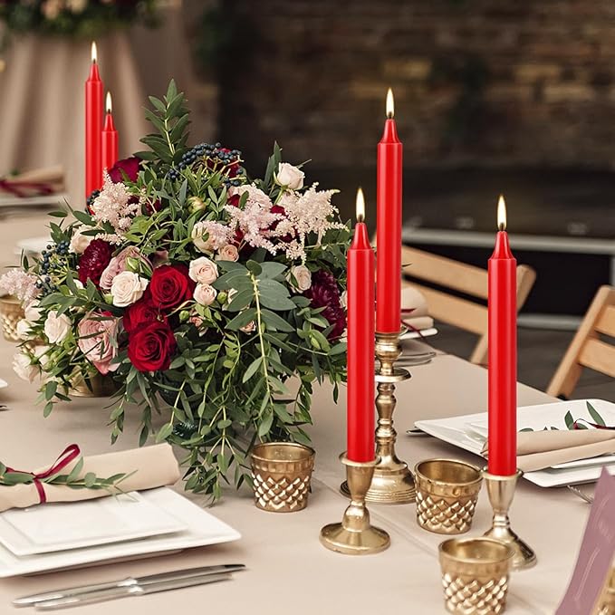 Set of 20 Red Candles –Spell Chime Candles for Christmas,Household, Wedding, Rituals, Prayer, Birthdays, Meditation, Altar,Party and Home Décor Candlesticks - 4 Inch Tall, Unscented (Red)