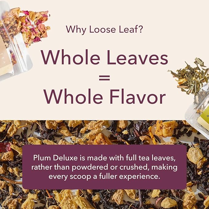 Plum Deluxe Creme Brulee Earl Grey Black Tea (60-80 Cups), Premium Loose Leaf Tea Leaves, Hot or Iced, Sweetener and Dairy Free, No Artificial Flavors