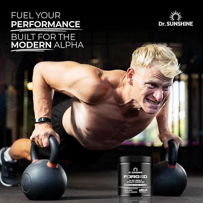 DR. SUNSHINE Forged 14 in 1 Men's Vitality Complex | Shilajit for Men, Energy & Focus Support, Strength, Mood & Recovery with Ashwagandha, Tongkat Ali, Fenugreek Capsules & More | 120 Capsules