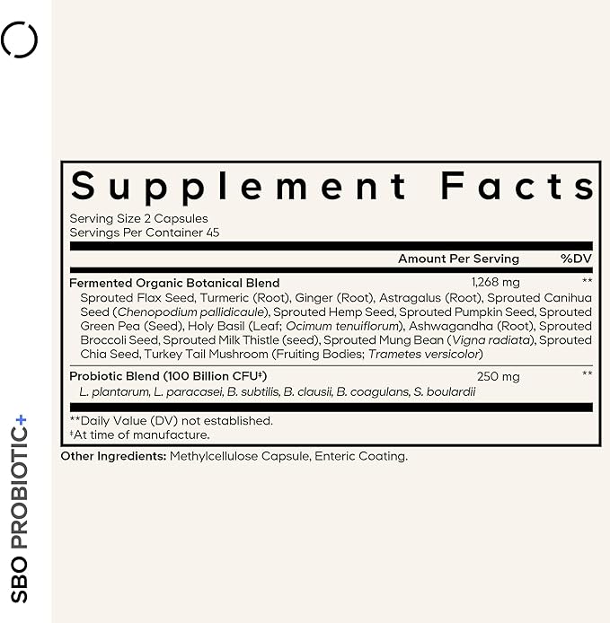 Codeage SBO Probiotics, 100 Billion CFUs Per Serving, Multi Strain Soil Based Organisms Blend and Organic Fermented Botanical Blend, Shelf-Stable, 90 Capsules