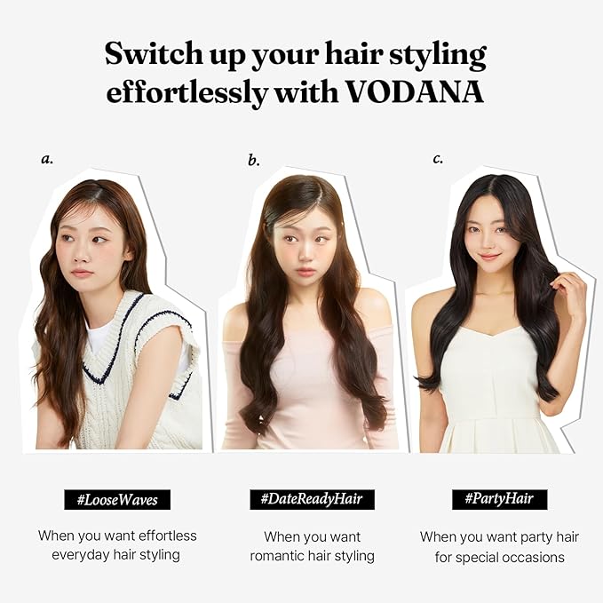 VODANA Professional GlamWave Ceramic Curling Iron, Long-Lasting Natural Curls, Instant Heat, Hair Curler, Curling Wand, Available in USA (1.4 inch, White)